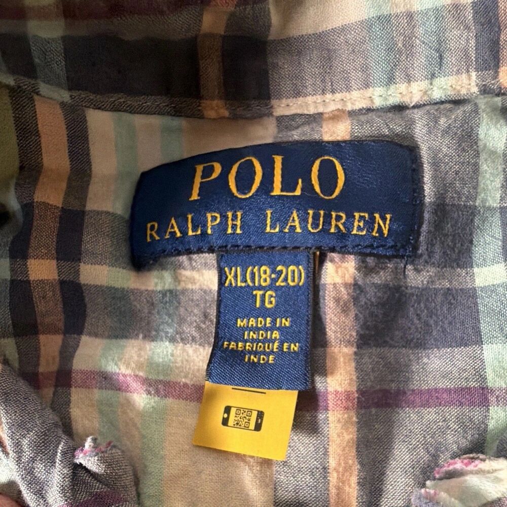 Polo Ralph Lauren Boys XL (18-20) Multicolor Plaid Collared Button-Up Shirt